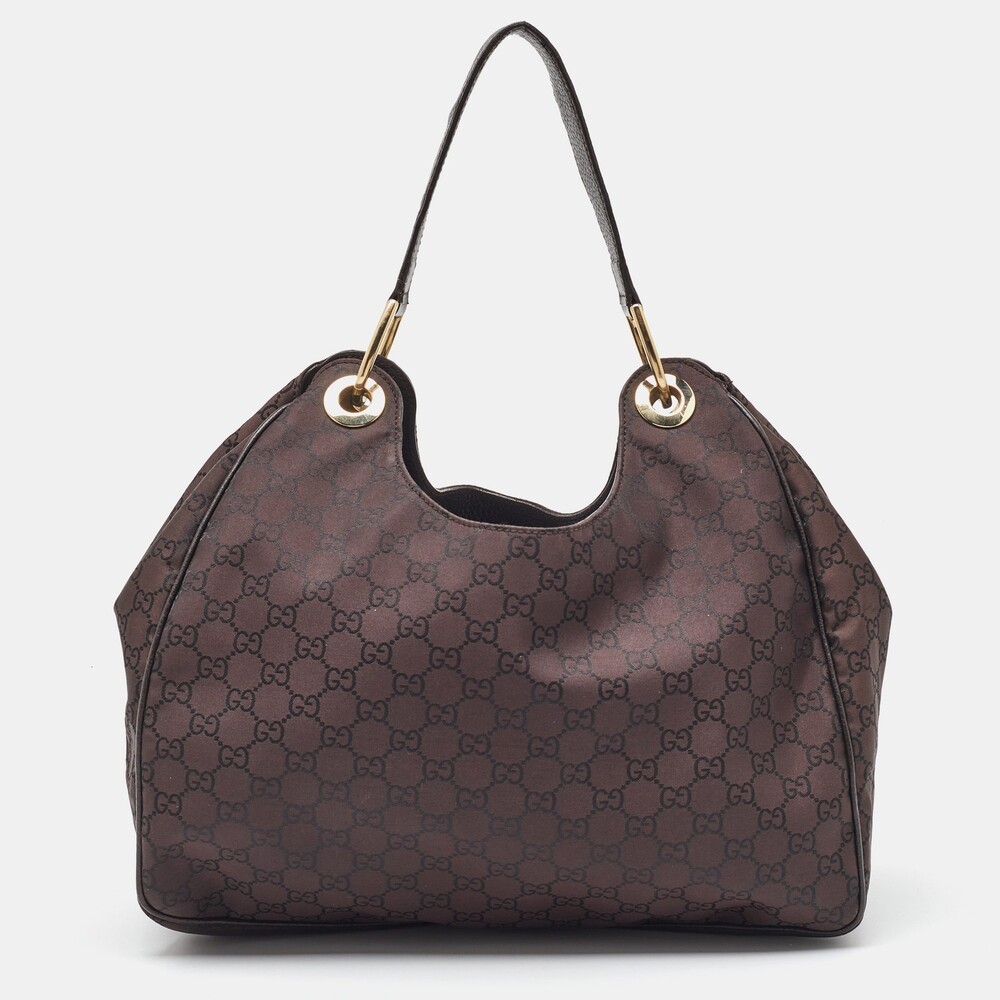 Gucci Dark Brown Gg Nylon And Leather #169720G64B - Picture 1 of 9